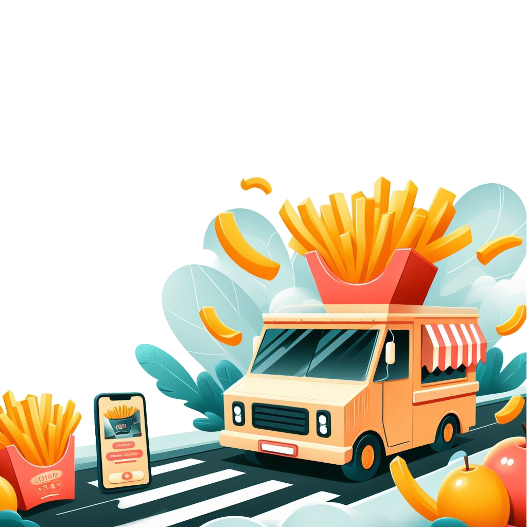 Illustration du camion Fricadelle sur la route du Casse-Croûte